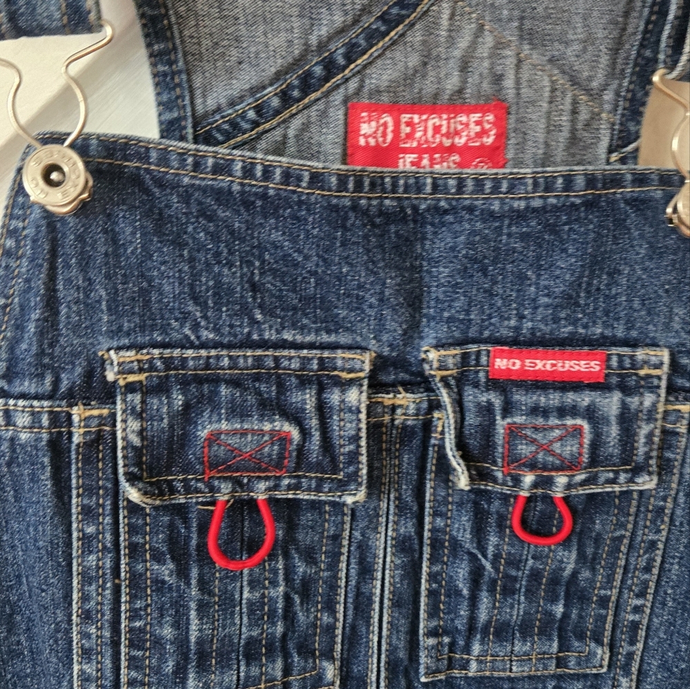 💙VTG 90s No Excuses Denim Shortalls - Picture 2 of 8